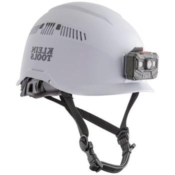 防护头具| 克莱恩的工具 60150通风C级安全帽，带可充电头灯-白色